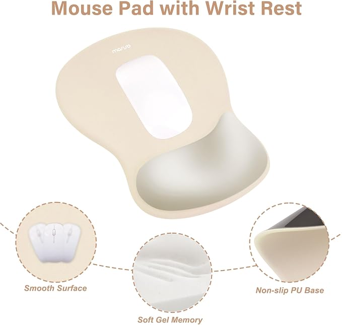 MOSISO Wrist Rest Support for Mouse Pad & Keyboard Set, Khaki - Image 3