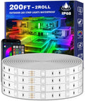 LETIANPAI 200ft Outdoor LED Strip Lights Waterproof, IP68 Outside Led Light Strips with App and Remote,Music Sync RGB Exterior Rope Self Adhesive Back for Deck,Balcony,Pool by LETIANPAI