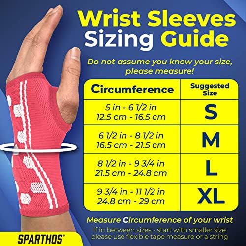 Sparthos Wrist Compression Sleeves (Pair), Carpal Tunnel Brace - Pink-L | Soft Wrist Support for Men & Women, Medical Grade Elastic, Hand & Forearm, Fits Left or Right, Arthritis Pain, Volleyball - Image 2