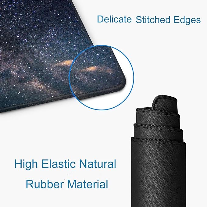 Large Gaming Mouse Pad with Stitched Edges, Galaxy Desk Mat, Extended XL Keyboard Pad, Non-Slip Rubber Base Desk Pad for Keyboard and Mouse, 31.5X11.8 inch - Image 3