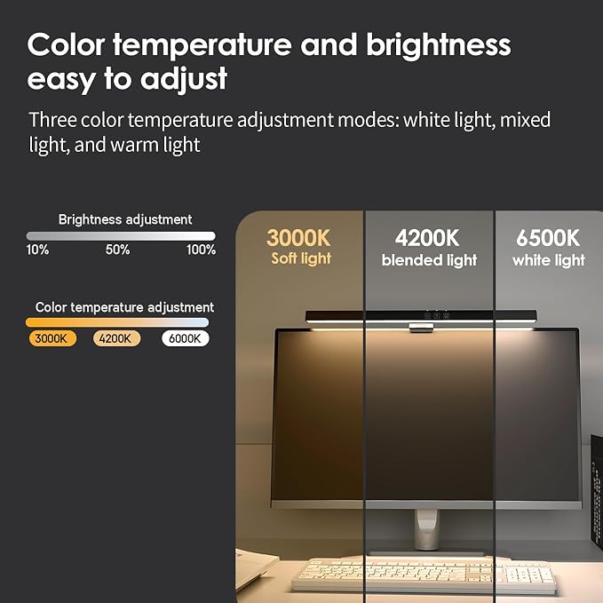 BY-J PC Screen Lamp with Remote Control, Adjustable Screen Light Automatic Dimming, LED USB Computer Lamp 15.7 in Monitor Light Bar Lighting for Office Gaming - Image 3