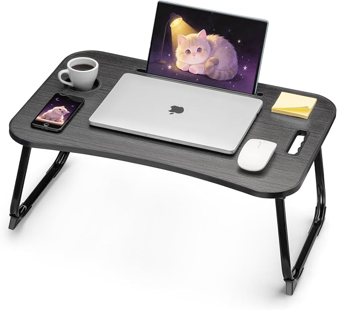 Ruxury Folding Lap Desk Bed Desk Laptop Table Tray, Breakfast Serving Tray, Portable & Lightweight Mini Table for Sofa Couch Floor - Black by Ruxury