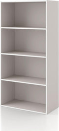 Homes: Inside + Out Apexa 4-Tier Cube Storage Organizer Shelves, Stackable Wood Bookcase Fits Cubby Bins for Organization, Dorm Teen Room Decor & Home Office, Taupe Grey by HOMESInsideOut