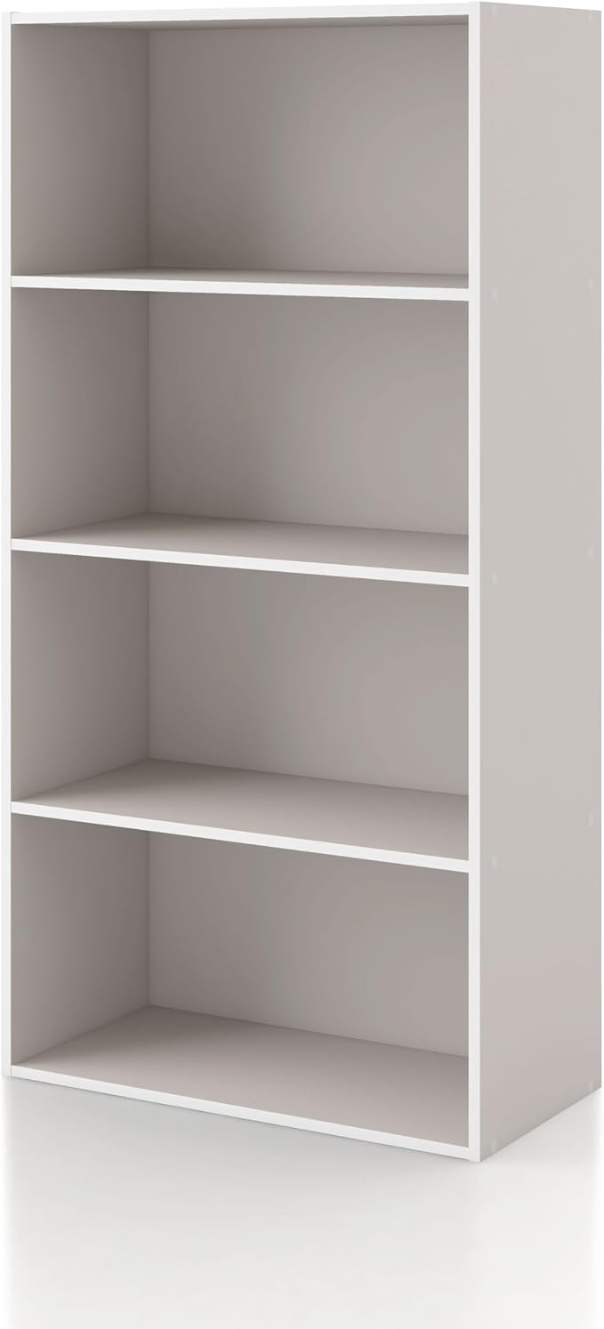 Homes: Inside + Out Apexa 4-Tier Cube Storage Organizer Shelves, Stackable Wood Bookcase Fits Cubby Bins for Organization, Dorm Teen Room Decor & Home Office, Taupe Grey by HOMESInsideOut