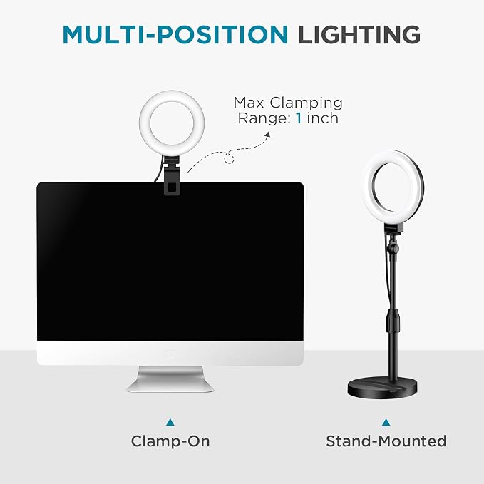 InnoGear Ring Light with Stand for Desk Computer 60 LED Streaming Lighting - Image 3