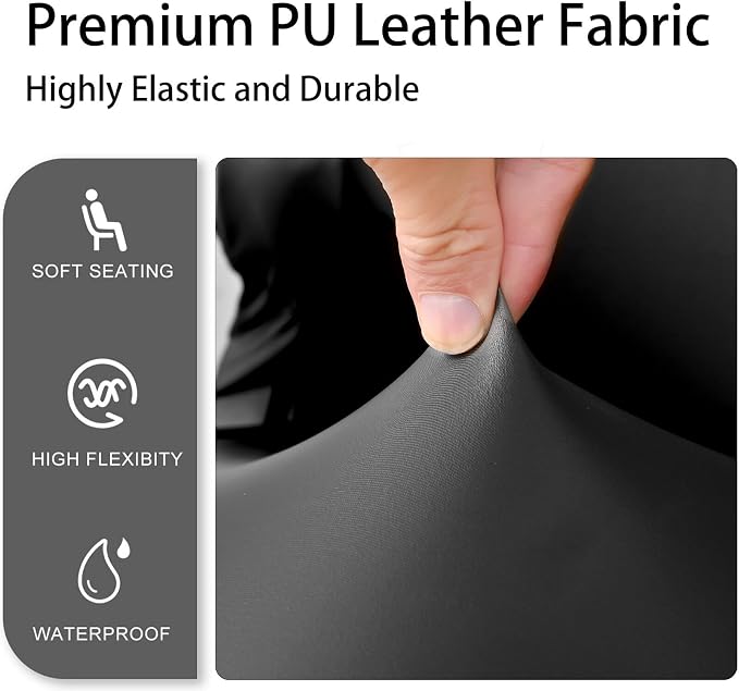Waterproof PU Leather Gaming Chair Cover, Ergonomic Office Computer Game Chair Slipcovers, 4pcs Set Anti-Slip Stretchy Covers for Reclining Racing Gaming Chair (Black) - Image 2