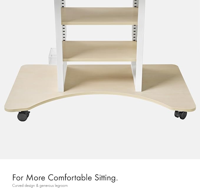 EUREKA ERGONOMIC Gaming Desk Computer, 37" Rolling Desk on Wheels for Small Space, Mobile Computer Cart with Pegboards Adjustable Shelves for Gaming PS Switch, Craft Station, Home Office - Maple - Image 6