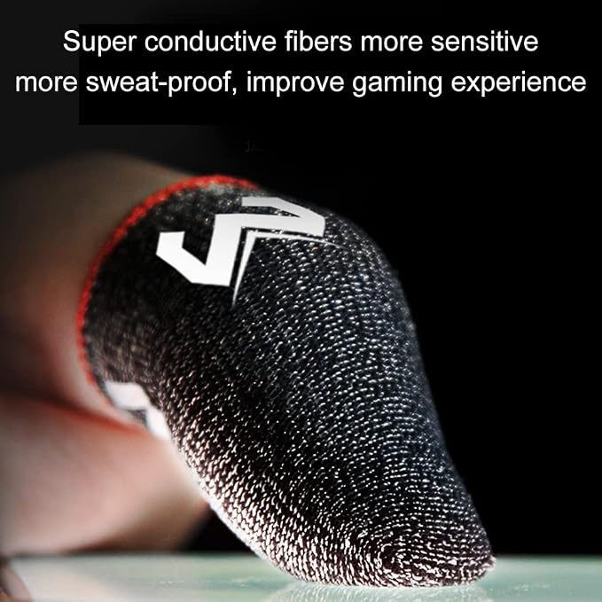 8 Pack Gaming Finger Sleeves, Anti Sweat Gaming Thumb Sleeve Silver Fiber Thin Mobile Finger Protectors Smooth Feel Gamer Gloves Accessories for Most Touchscreen Devices Tablet Phone - Image 3