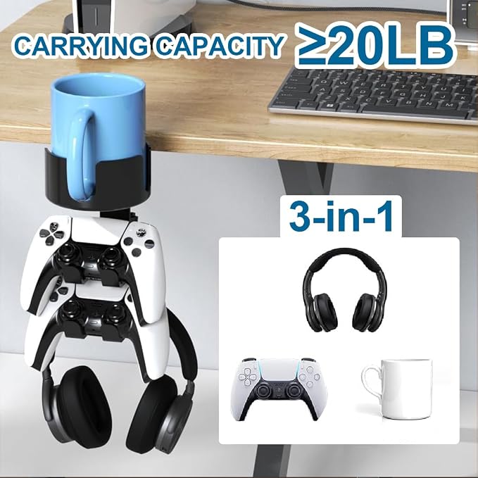 Under Desk Controller Holder Clamp Headphone Cup Organizer - Image 8