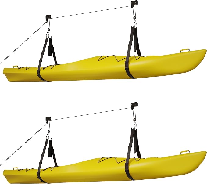 RAD Sportz Kayak Storage Hoist - Overhead Pulley System with 125lb Capacity for Canoes, Bikes, Ladders, and More - for up to 12-Foot Ceilings by RADSportz