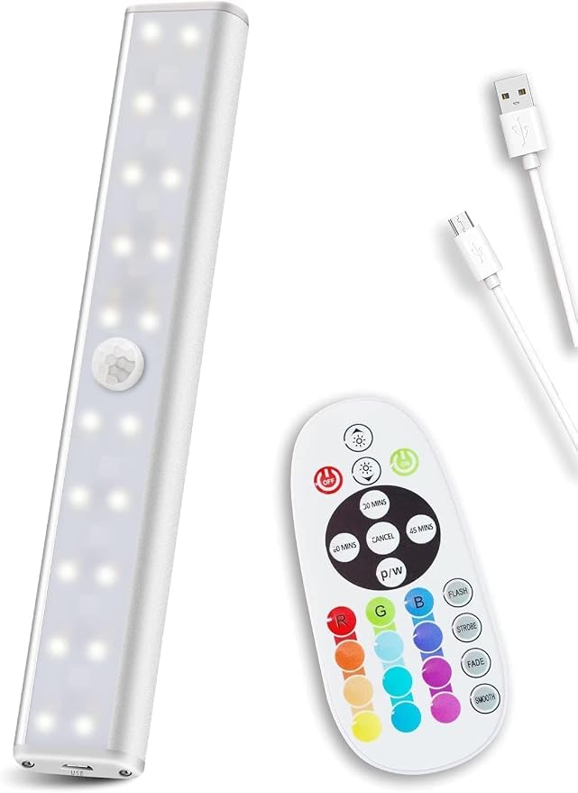 Remote Control RGB Lights Under Cabinet Lighting Rechargeable, 1 Pack by Diomart