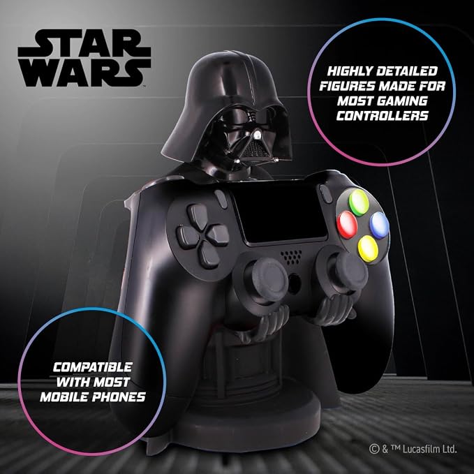 Exquisite Gaming: Star Wars: Darth Vader - Original Mobile Phone & Gaming Controller Holder, Device Stand, Cable Guys, Licensed Figure (Multi-colored) - Image 2