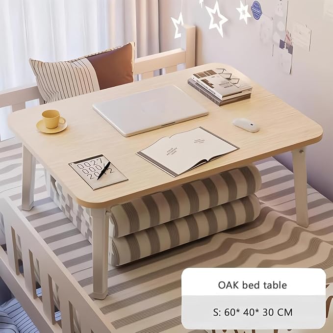 Foldable Laptop Desk for Bed, Bed Laptop Table, Foldable Portable Lap Bed Tray, 23.6 Inch Floor Table for Drawing, Reading and Writing, Oak - Image 8