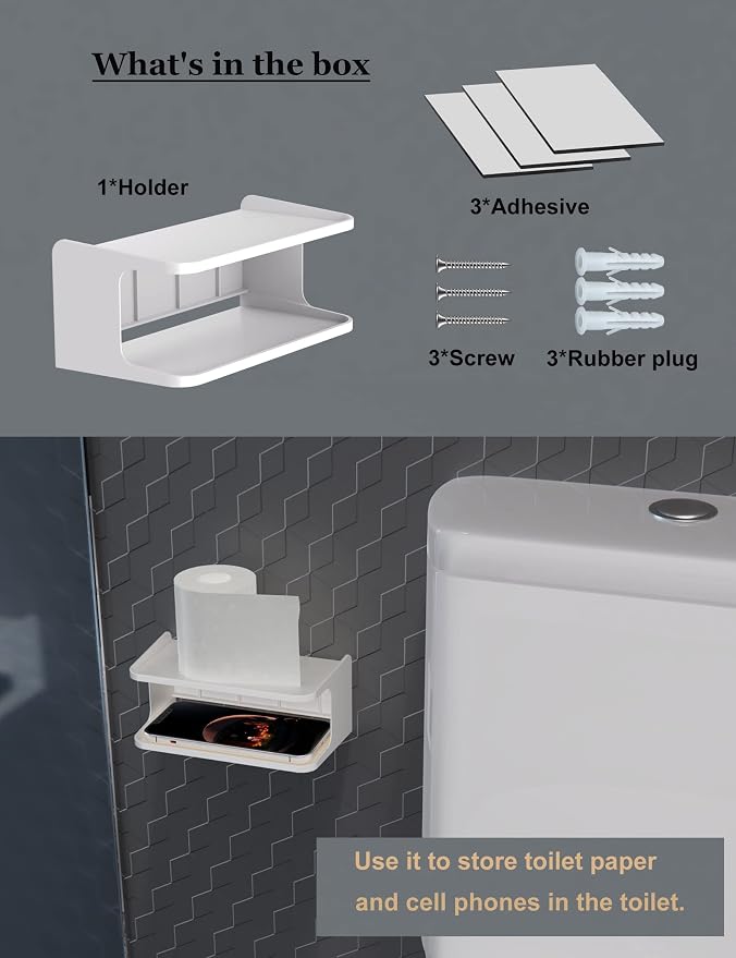 Bedside Wall Shelf Organizer, Small Bedside Shelf, (White) - Image 7