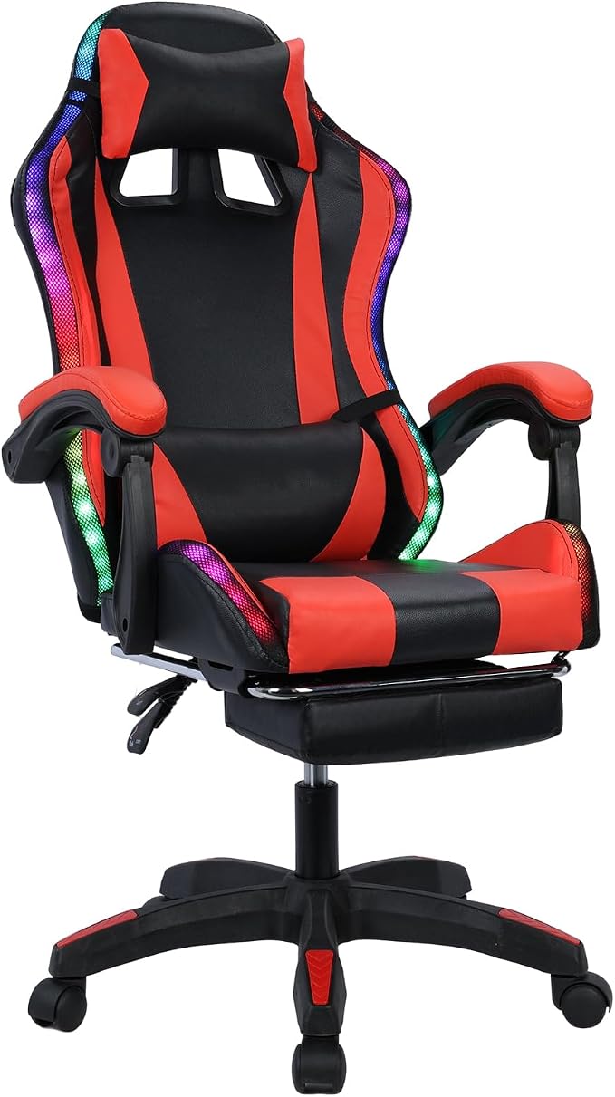Gaming Chair with Bluetooth Speakers & Lights,Ergonomic High-Back Office Chair with Headrest & 135° Recline, 360° Swivel Height Adjustable Faux Leather Computer Chair for Gaming, Office & Study - Image 9
