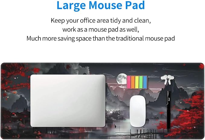 Extended Gaming Mouse Pad, Large Gaming Mouse Waterproof with Stitched Edges, Non-Slip Desktop Pad for Home and Office, Level Up Your 31.5x11.8 Inch… (Japanese Style) - Image 6