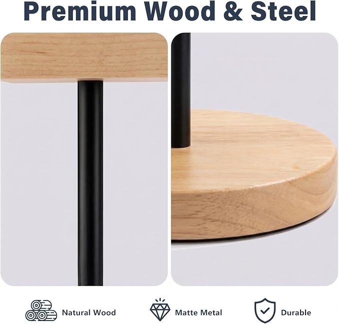 Wood & Metal Headphone Stand, Desktop Headset Holder with Stable Non-Slip Bamboo Base, Universal Headphone Hanger for Gaming Headsets, Office Desk, Home, Gift - Image 5
