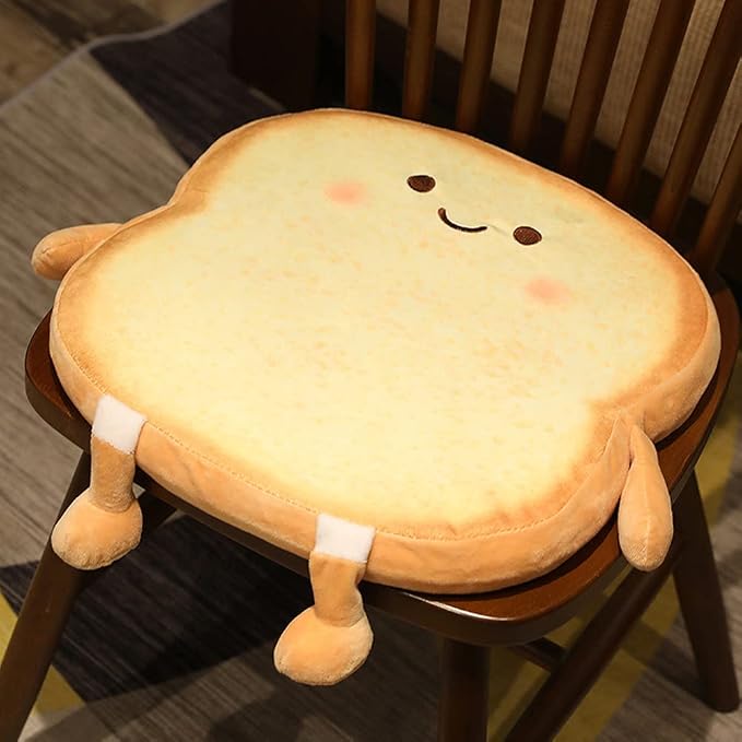 Toast Seat Cushion Memory Foam Chair Pad Removable Cover Food Plush - Image 5