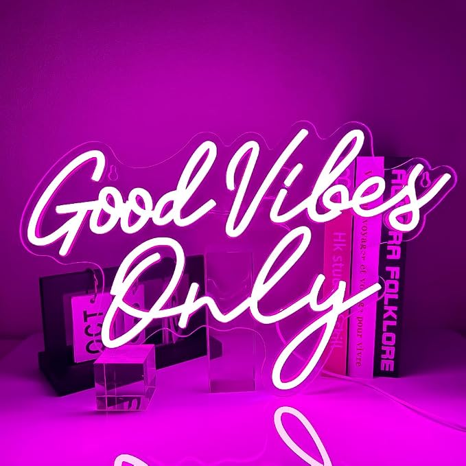 Good Vibes Only Neon Sign，Good Vibes Neon Signs for Wall Decor，Beautiful Pink Good vibes Only Neon Light Sign for Girls Bedroom Decoration，Party，Birthday，Wedding，Salon Shopping Mall Home Wall Decor - Image 3