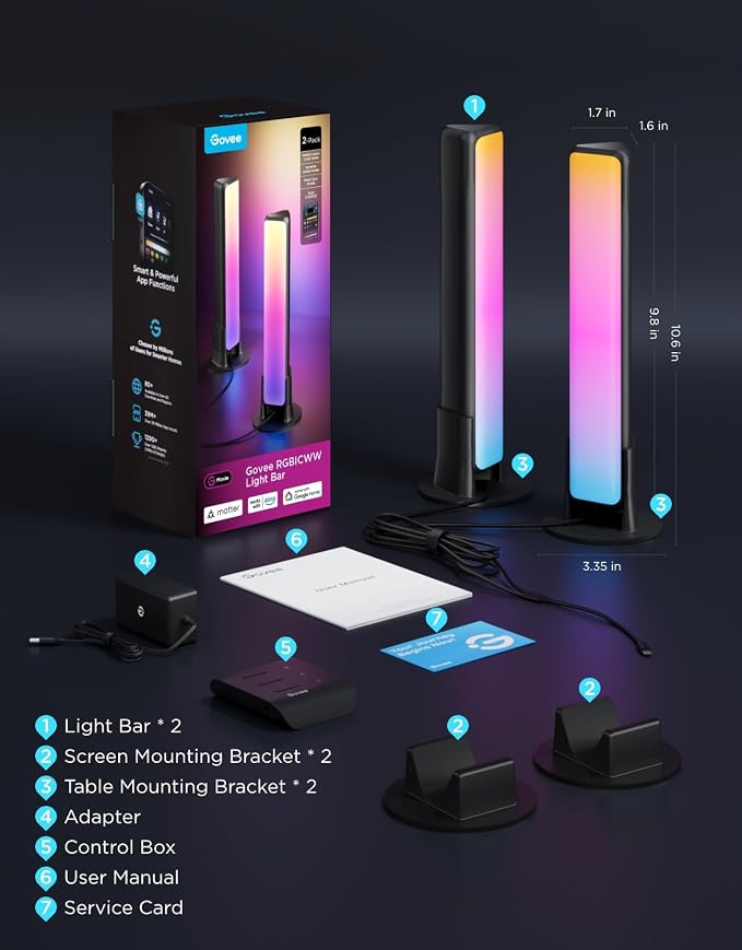 Govee Smart Light Bar, RGBICWW TV Lights for Living Room, Gaming, Black - Image 9