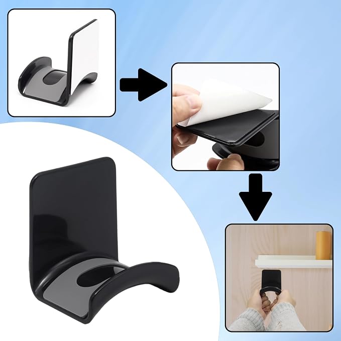 Black Headphone Stand Hanger, Table Wall Mount Headset Holder Hook - Image 4