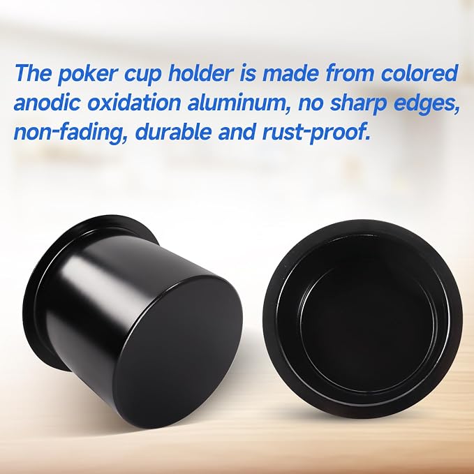 GSE Jumbo Aluminum Cup Holder for Casino Poker Tables, Black, 10-Pack - Image 3