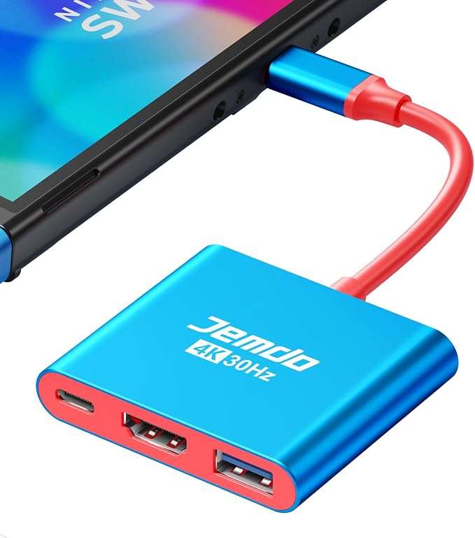 JEMDO Portable Dock Adapter for Switch, Travel Docking Station for TV with 4K HD HDMI Output & PD Fast Charging & USB 3.0 Compatible with Switch/OLED, Steam Deck, MacBook Pro/Air, ROG Ally - Image 3