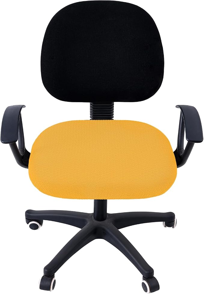 Smiry Office Computer Chair Seat Covers for Desk, Anti-dust Protector | Stretch Jacquard Removable Washable Desk Chair Seat Cushion Protectors, Mustard Yellow - Image 3