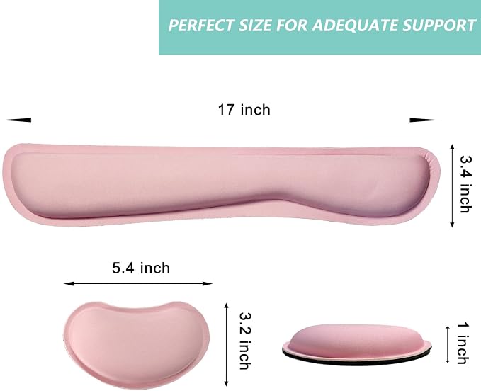 Keyboard Wrist Rest Mouse Wrist Support Set, Memory Foam Wrist Rest Pad for Computer Laptop Keyboard Mouse, Ergonomic Wrist Cushion Support for Typing Pain Relief, Gaming Home Office, Pink - Image 6