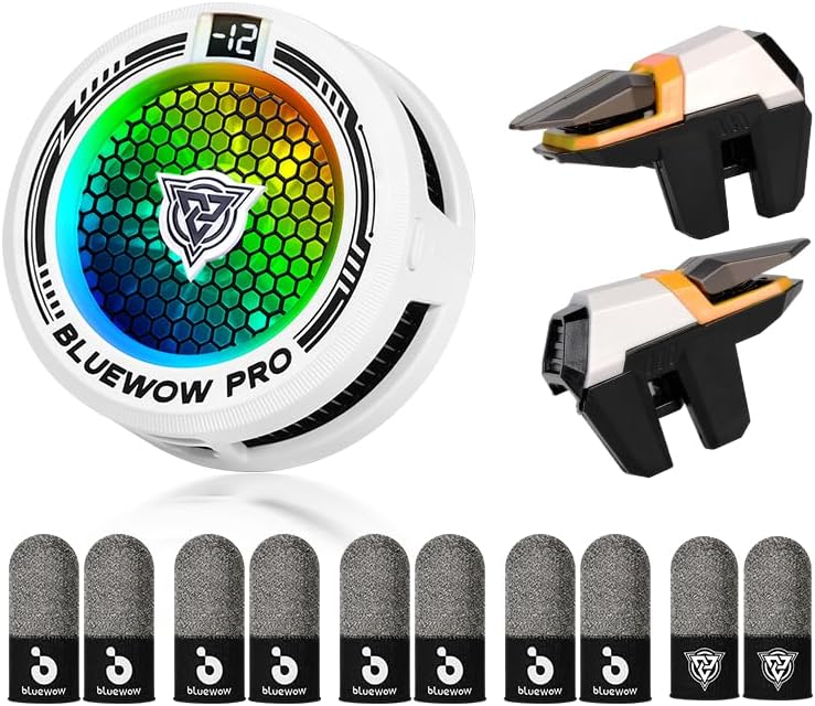 X109 PRO Phone Cooler Kit - Magnetic & Clip-On Gaming Fan with TEC Cooling, 3 Smart Modes, RGB Light & Triggers for iPhone, CODM, PUBG Mobile - Black by BLUEWOW
