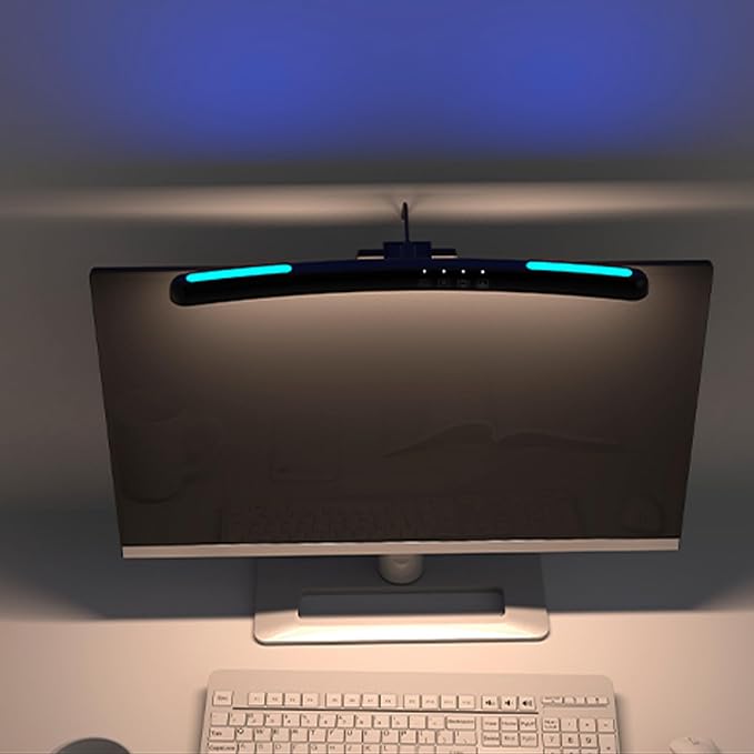 Yunseity Curved Monitor Light Bar, Reading LED Monitor Light with 3 Color Temperature Modes Stepless Dimming, Touch Control Computer Monitor Lamp Bar, No Screen Glare for Home Office - Image 9