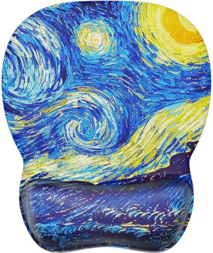MROCO Ergonomic Mouse Pad with Gel Wrist Rest, 9.4 x 8.1 in, Starry Night by MROCO
