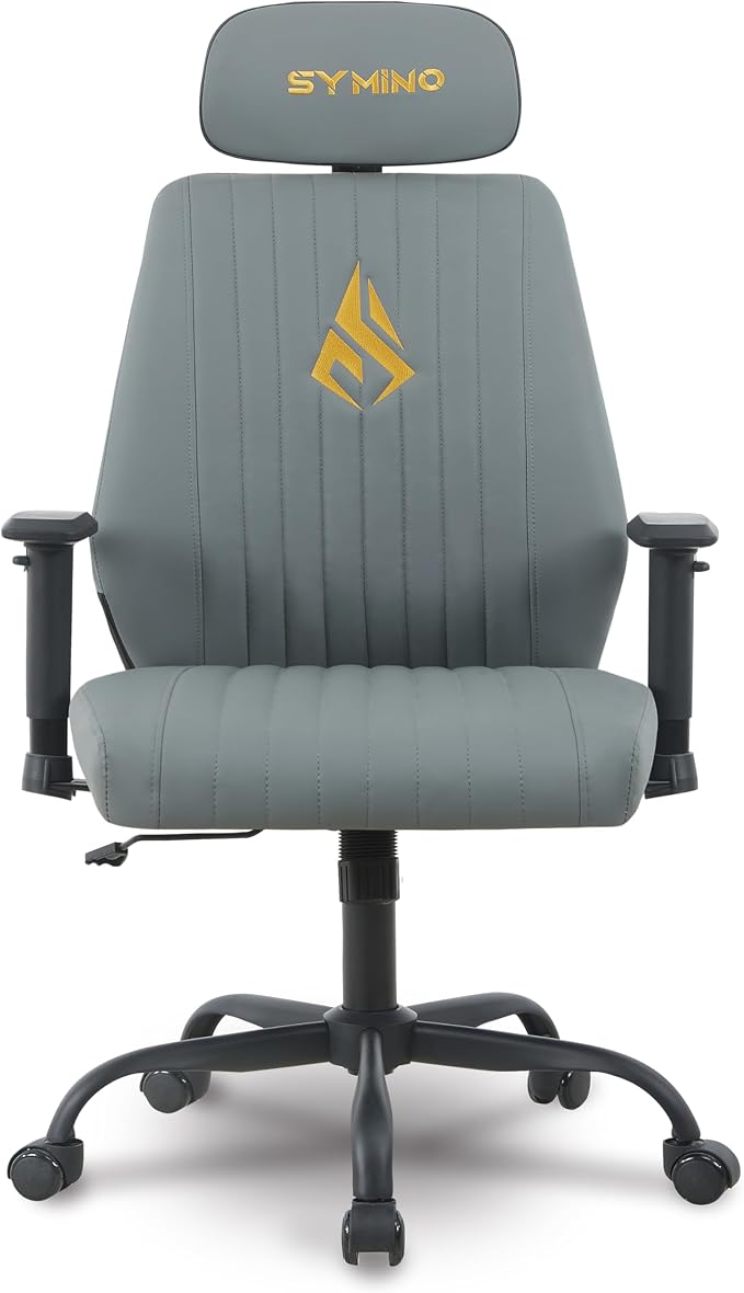 Symino Office Chair Ergonomic with 109° Rocking Function, Premium PU Leather, Integrated Lumbar Support, Adjustable Headrest & Armrests, Swivel Desk Chair by Unknown