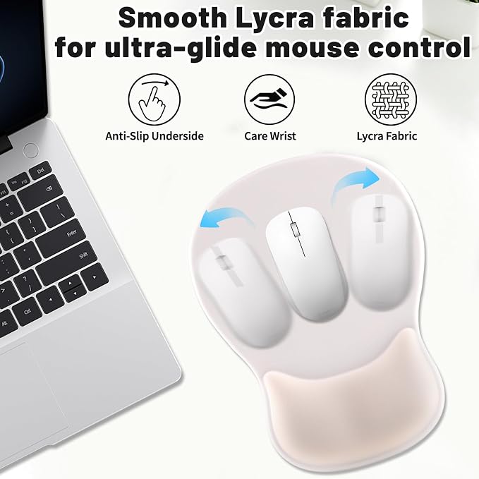 Ergonomic Mouse Pad with Wrist Rest - Gel Wrist Support Mousepad with Non-Slip PU Base for Computer, Laptop, Office & Home - Image 2