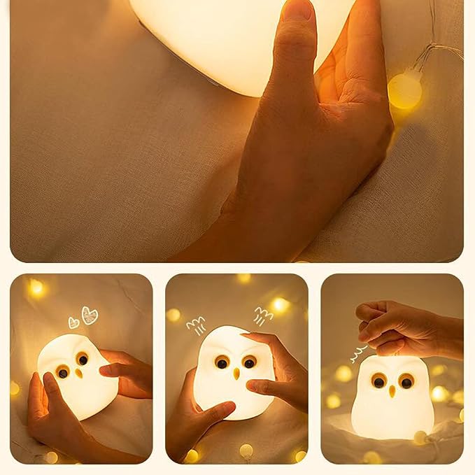 Cute Owl Kids Night Light,USB Rechargeable Cute Animal Lamps,Creative Feeding Light at Night LED Color Changing Soft Silicone Lamp Christmas Bedside Lamp Kawaii Children Room Desk Decor Birthday Gifts - Image 5