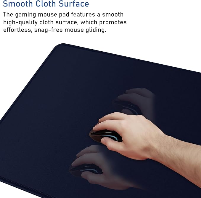 Large Extended Gaming Mouse Pad with Stitched Edges, Durable Non-Slip Natural Rubber Base, Waterproof Computer Keyboard Pad Mat for Esports Pros/Gamer/Desktop/Office/Home - Dark Blue - Image 5
