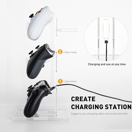 OAPRIRE Acrylic Game Controller Stand for Desk, 3 Tier, Stabilized Base | Controller and Headset Stand, Gamer Gift for PS5 PS4 Xbox Controllers, Desk Accessories, Quick Desk Tidy In Seconds, Clear - Image 5