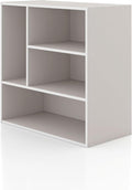 Homes: Inside + Out Apexa 4-Vertical Storage Organizer Shelves, Stackable Wood Bookcase for Organization, Dorm Teen Room Decor & Home Office, Taupe Grey by HOMESInsideOut