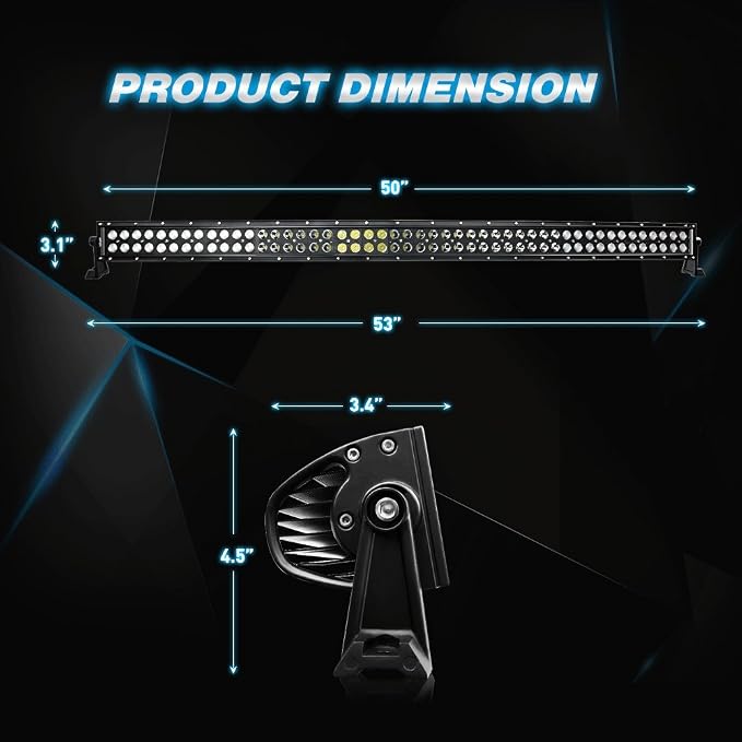Nilight - 71015C-A 50Inch 288W Curved LED Work Light Driving Fog Lamp LED Light Bar Offroad Lighting for SUV UTE ATV Truck 4x4 Boat, 2 years Warranty - Image 2