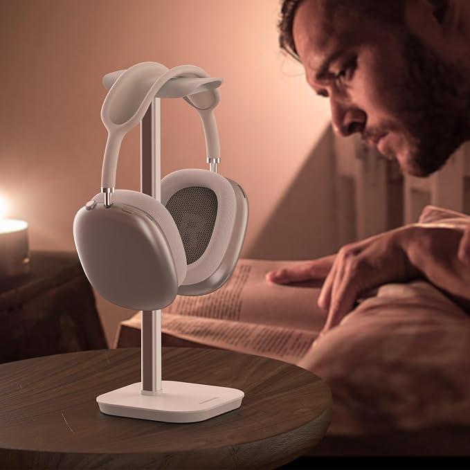 Headphone Stand, Desktop Headset Holder Heavy Base Desk Earphone Stand Aluminum Gaming Headset Hanger Rack Compatible with AirPods Max, AirPods Pro, Sony, Beats, Bose, Razer (White) - Image 7