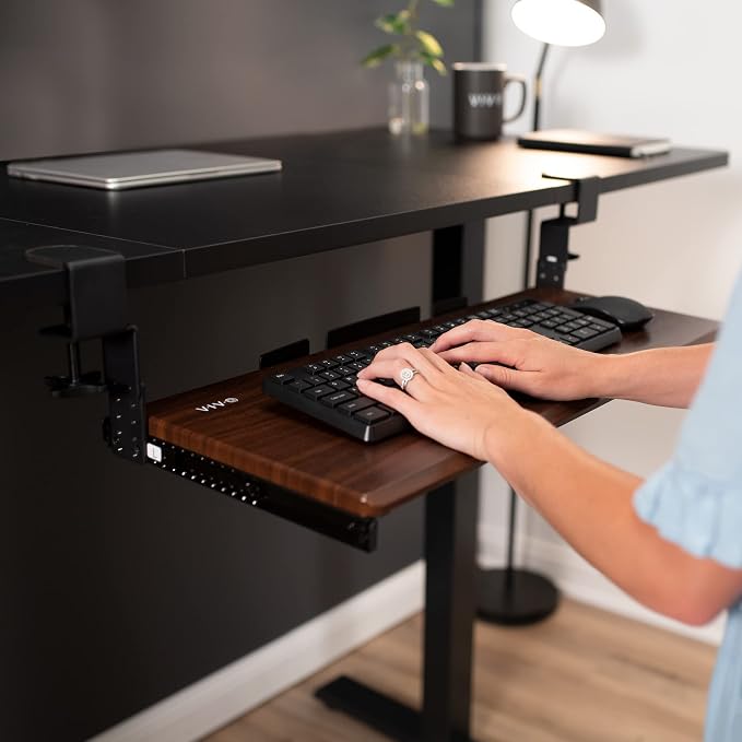 VIVO Height Adjustable Clamp and 12 inch Rail Set for DIY Custom Wooden Keyboard Trays (Tray Not Included), Under Desk Pull Out Slider Track with C-clamp Mount System, Black, MOUNT-RAIL02H - Image 7