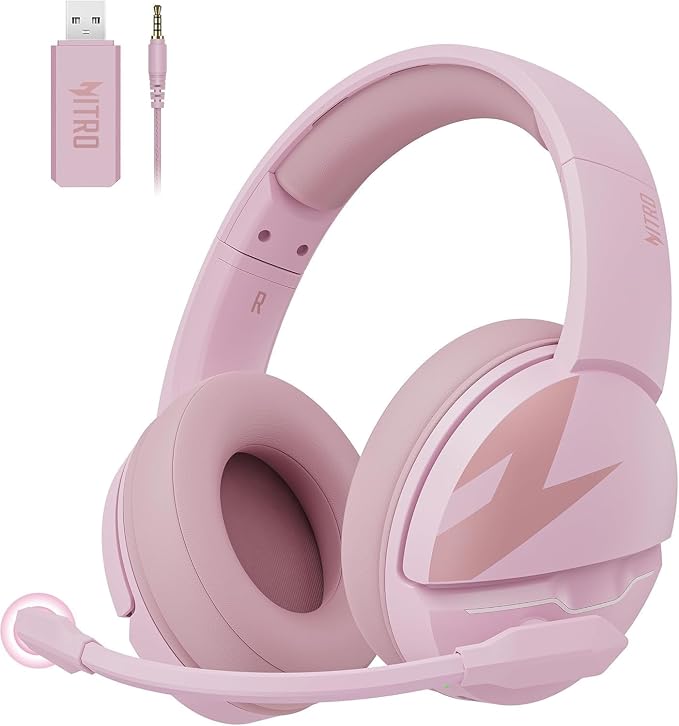 acer Wireless Gaming Headset, PS5 Headset with 2.4GHz for Ps5, Ps4, PC, Switch, Bluetooth 5.3 + 100Hrs Gaming Headphones with Noise Canceling Mic for Laptop, Mobile, Mac, 50mm Drivers (Pink) by Unknown