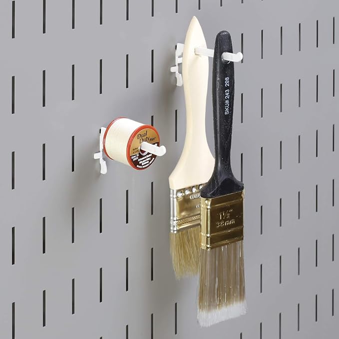 Wall Control Paint Brush Hook and Thread Spool Holder Storage Organizer Pegs Metal Pegboard - (4) Pack of Narrow 3.5-Inch Reach Slotted Peg Hooks for Paint Brushes and Spools (Blue) - Image 5
