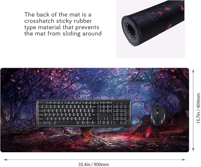 XXL Professional Large Mouse Pad & Computer Game Mouse Mat (35.4x15.7x0.1IN, 90x40 Forest) - Image 2