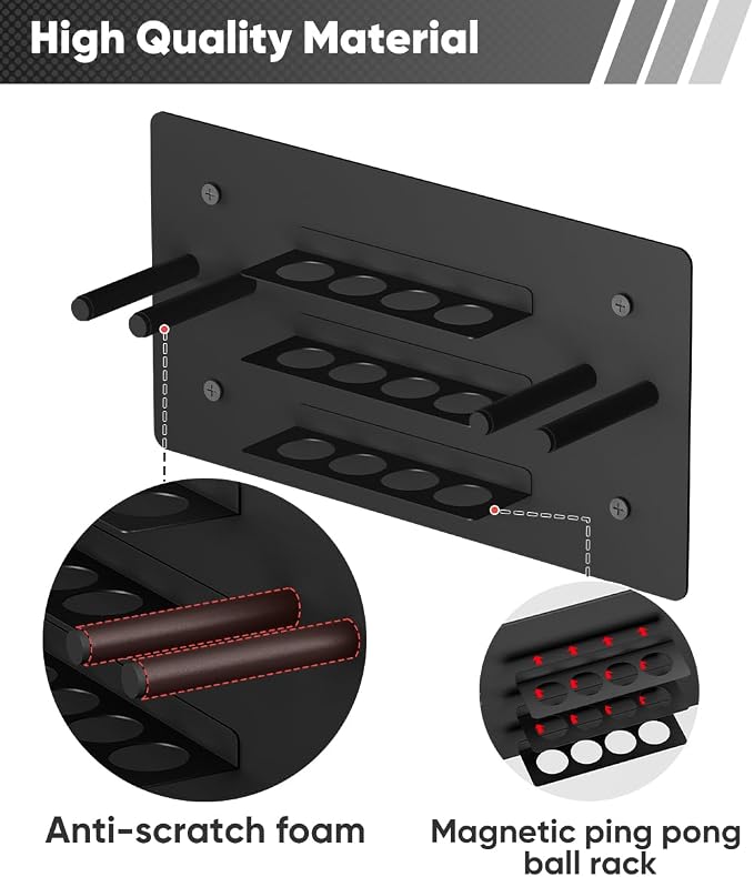 Ping Pong Paddle Holder, Wall Mounted Metal Magnetic Table Tennis Storage Rack Holds - Image 2