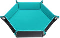 HARFINGTON PU Leather Dice Tray Unisex Valet Tray Folding Hexagon Tray Portable Entryway Table Nightstand Bedside Desk Holder for Key Wallet Watch Coin Jewelry, Light Blue by HARFINGTON