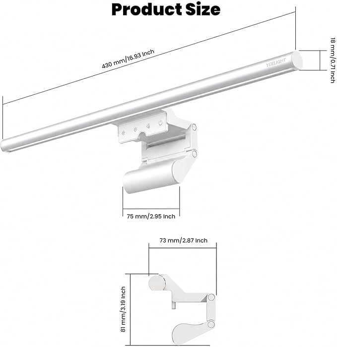 YEELIGHT Monitor Light Bar with Remote, Computer Monitor Lamp for Home Office Gaming, 250LM No Glare Eye-Care Screen Bar, Touch Control USB Desk Lamp with Stepless Dimming for Flat & Curved Monitor - Image 12