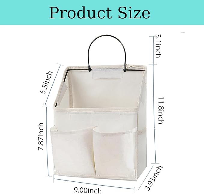 2 Pack Wall Hanging Storage Basket,Wall Hanging Organizer Bags with Pockets, Wall organizer Storage for Dormitory Bathroom Bedroom Kitchen(White-upgraded) - Image 2
