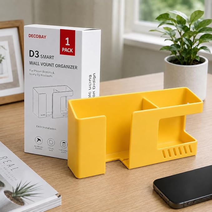 D3 Wall Mount Phone Holder, Punch-Free Wall-Mounted Mobile Phones Charging to Stand, Sticky Remote Control Storage Box Bedside Lazy Mobile Phone Rack, Multipurpose Storage Box (2 Pack-Y) - Image 6