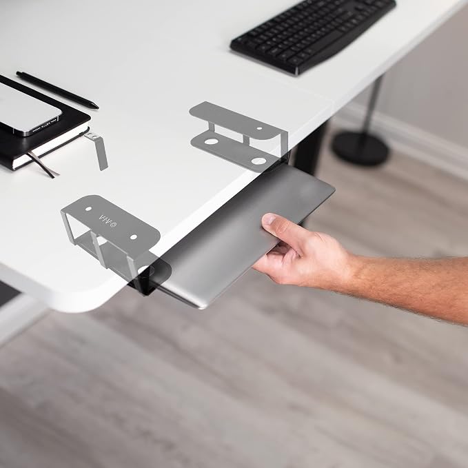 VIVO Universal Under Desk Laptop Storage Mount, Tablet Mounting Brackets, Under Table Hidden Docking Station Holder, Multimedia Device Bracket, 3 Parts, Mount-UDLS1 - Image 7